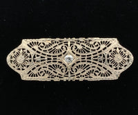 14k White Gold Genuine Natural Diamond Filigree Pin Jewelry (#J6273)