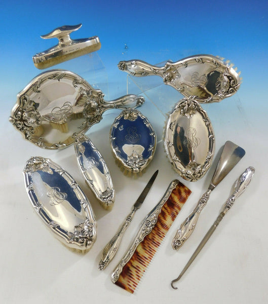 Intaglio by Reed & Barton Sterling Silver Mirror Brushes Dresser Set 11pc #3364