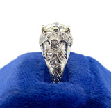 Art Deco Platinum 1.31ct Diamond Ring w/Lab-Created Sapphires GIA Report #J5928
