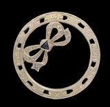 Art Deco 10k Gold Brooch Pin with Synthetic Blue Lab-Created Sapphire (#J6698)
