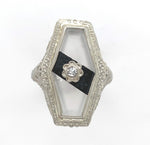 10k Gold Filigree Genuine Natural Rock Crystal Quartz and Onyx Ring (#J6358)