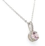 14k Gold .58ct Pink Genuine Natural Morganite Pendant with Diamond Halo (#J6469)