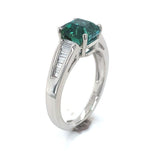 Platinum 2.30 Carat Green Genuine Natural Tourmaline and Diamond Ring (#J6510)