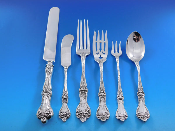 Majestic by Alvin Sterling Silver Flatware Set for 12 Service 77 pcs Multi motif