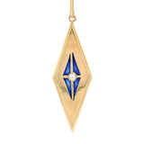 14k Yellow Gold Plique-A-Jour Blue Enamel Genuine Diamond Drop Earrings (#J7363)