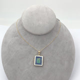 Kaufmann 14k Gold Genuine Natural Opal Intarsia Pendant with Lapis (#J6240)