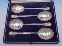 Walker and Hall English Sterling Silver Berry Spoon 4pc Set 8 3/4" in Fitted Box