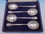 Walker and Hall English Sterling Silver Berry Spoon 4pc Set 8 3/4" in Fitted Box
