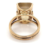 14k Gold Handwrought Emerald Cut Genuine Natural Smoky Quartz Ring (#J6607)
