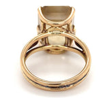 14k Gold Handwrought Emerald Cut Genuine Natural Smoky Quartz Ring (#J6607)