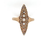 10k Yellow Gold Victorian Navette or Marquise Seed Pearl Ring Size 3.75 (#J6284)