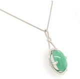 Platinum 9.55 Carat GIA Jadeite A Jade Pendant w/Diamond Platinum Chain (#J6512)