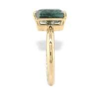 14k Yellow Gold 3 Carat Emerald Cut Moss Genuine Natural Agate Ring (#J7148)
