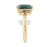 14k Yellow Gold 3 Carat Emerald Cut Moss Genuine Natural Agate Ring (#J7148)