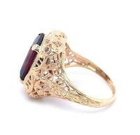 10k Yellow Gold Art Deco 5.48 Carat Genuine Natural Garnet Filigree Ring #J5158