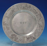 Acid Etched Sterling Silver Child's Plate w/ Woodland Animal Motif #4549 (#5563)