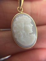 14k Yellow Gold Carved Genuine Natural Opal Cameo Pendant (#J3796)