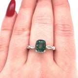 Platinum 3.24ct Green Genuine Natural Tourmaline Ring Jewelry (#J5715)