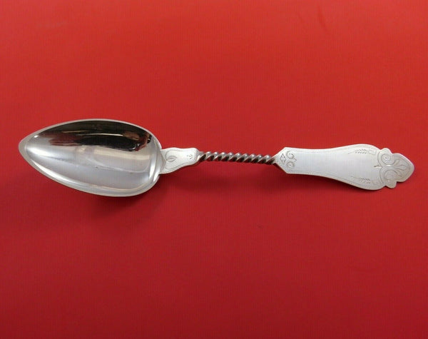 Duhme Sterling Silver Serving Spoon #1 Twist handle Bright-cut 8 1/2"