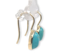 14k Gold Genuine Natural Kingman Turquoise Drop Earrings 4.32 Carat TW (#J7143)