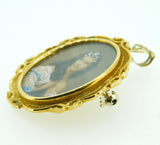 18k Hand Painted Portrait Pin / Pendant with Genuine Natural Diamonds (#J4309)