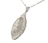 14k Gold Genuine Rock Crystal Quartz Diamond Pendant w/ Filigree Overlay #J6656