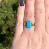 10k Gold Victorian Sleeping Beauty Genuine Natural Turquoise Ring 7.75 (#J6568)