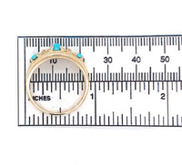 14k Yellow Gold Genuine Natural Turquoise and Diamond Band Ring (#J6396)