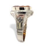 Art Deco 10k White Gold 6.90 Carat Genuine Natural Citrine Men's Ring (#J7493)