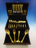 Chantilly Vermeil by Gorham Sterling Silver Flatware Set Service 46 Pcs Dn Gold