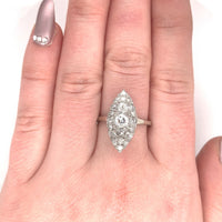 14k White Gold Marquise Shape 1 Carat TW Genuine Natural Diamond Ring (#J5449)
