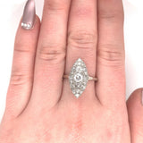 14k White Gold Marquise Shape 1 Carat TW Genuine Natural Diamond Ring (#J5449)