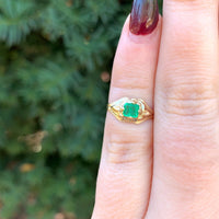 10k Yellow Gold Baby Child's .22ct Square Genuine Natural Emerald Ring (#J6381)