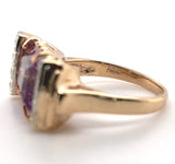 Retro 14k Yellow Gold 2.80 Carat Genuine Natural Amethyst Diamond Ring (#J7201)