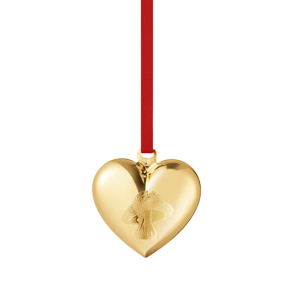 2023 Georg Jensen Christmas Holiday Ornament Gold 18Kt Heart with Mushroom - NOS