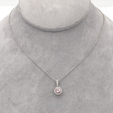 14k Gold .58ct Pink Genuine Natural Morganite Pendant with Diamond Halo (#J6469)