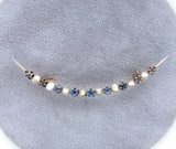14k Yellow Gold Montana Sapphire and Pearl Large Crescent Pin (#J5470)