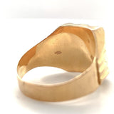 Italian 18k Yellow Gold Men's Ring with Palm Tree and Swords Size 10.75 (#J6636)