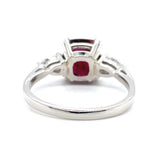 Platinum 3.27 Carat Cushion Cut Genuine Natural Ruby Ring Jewelry (#J5655)