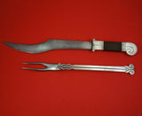 Aztec by Hector Aguilar Mexican Sterling Silver Roast Carving Set 2pc with Teak