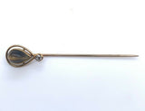 14k Yellow Gold Stick Pin with Genuine Natural Tiger's Eye and Diamond (#J4998)