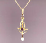 10k Yellow Gold Victorian Lavaliere Pendant with Purple Paste Stone (#J4958)