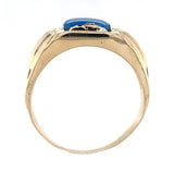 Vintage 10k Gold Men's 1.76ct Genuine Natural Blue Onyx Chalcedony Ring (#J6543)
