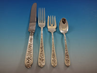 Corsage by Stieff Sterling Silver Flatware Set Service 30 pieces Repousse Floral