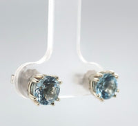 14k White Gold 1.62cttw Round Genuine Natural Aquamarine Stud Earrings (#J6376)
