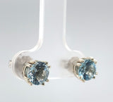 14k White Gold 1.62cttw Round Genuine Natural Aquamarine Stud Earrings (#J6376)