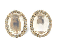 14k Gold 2.77 Carat TW Blue Flash Genuine Moonstone Diamond Stud Earrings #J7324