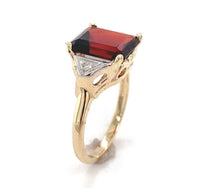 10k Yellow Gold 3.86 Carat Emerald Cut Genuine Natural Garnet Ring (#J6554)