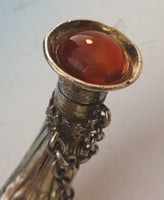 English Sterling Tussie Mussie Posey Posy Holder with Agate Circa 1875 (#J1277)