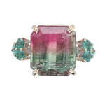 14k Gold 6.18 Carat Bi-Color Watermelon Genuine Natural Tourmaline Ring #J6987